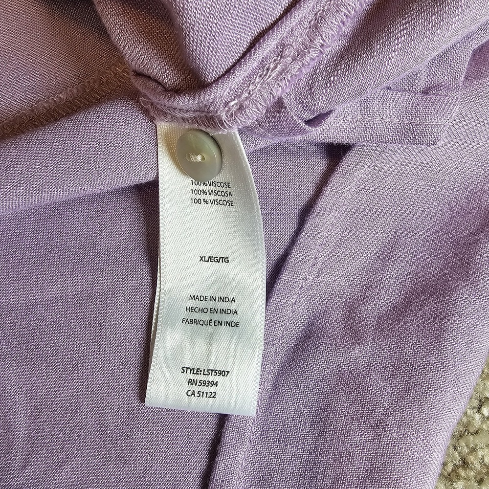BeachLunchLounge Button Front Blouse Women's XL Purple Long Sleeve 100% Viscose - Picture 3 of 6